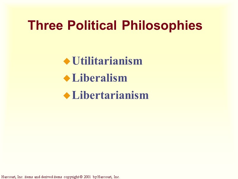 Three Political Philosophies Utilitarianism Liberalism Libertarianism